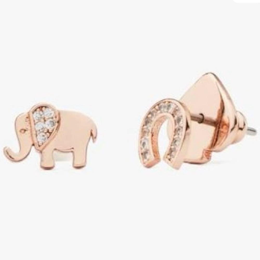 $58 KATE SPADE Wishes Good Luck Asymmetrical Earrings NWT Elephant Horseshoe